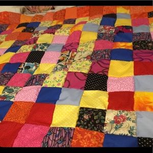 Handmade patchwork multicolored quilt hand made